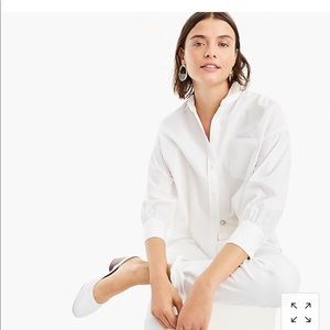 J. Crew oversized white poplin button down.